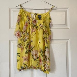 New York & Co yellow work attire blouse top shirt